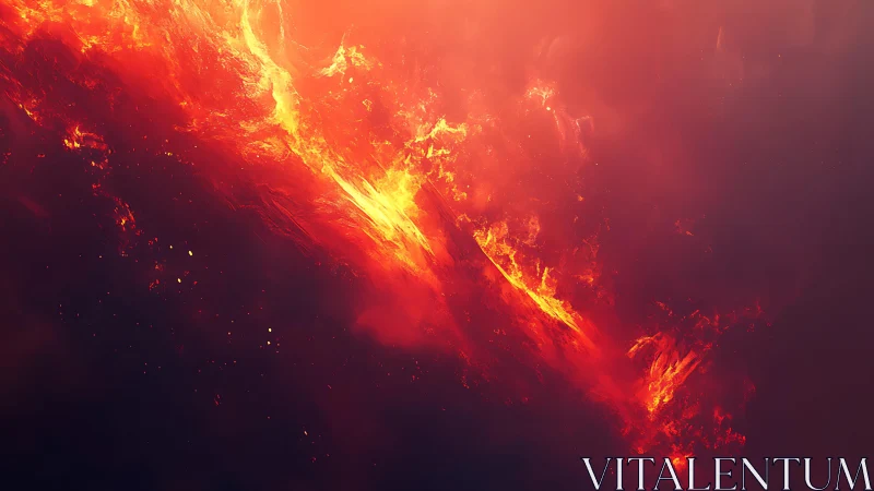 Fiery cosmic explosion in abstract digital art style.