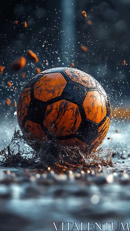 Hydrodynamic impact of mud‑spattered football under stadium beam.