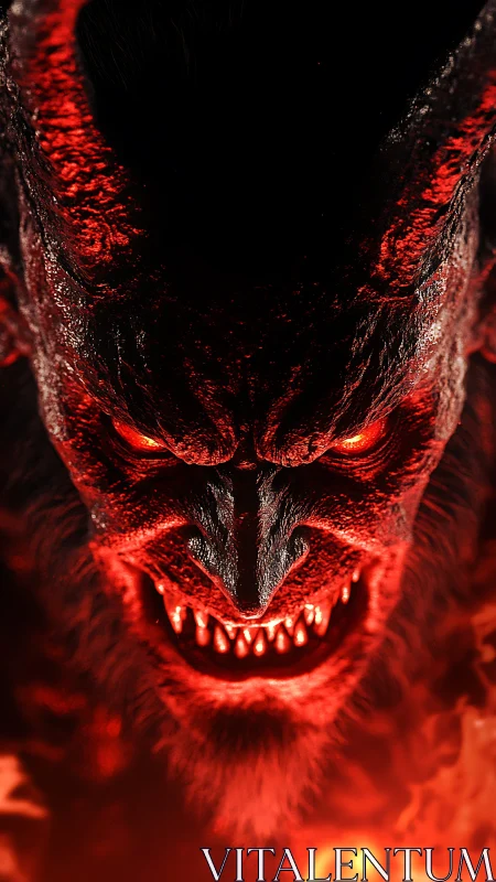 Lava lit demonic creature portrait with horns and molten glow