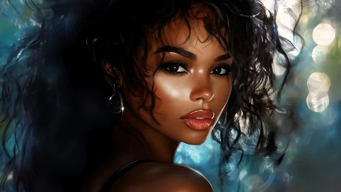 Soft light, bold gaze, and dreamy curls in quiet motion.