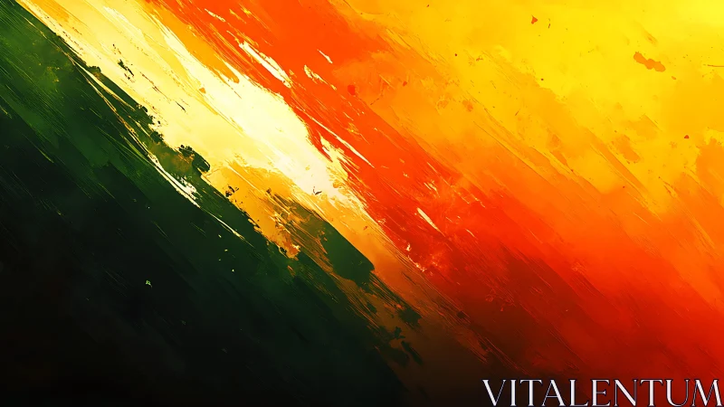 Bold Abstract Brush Strokes in Yellow, Orange, and Green Tones.