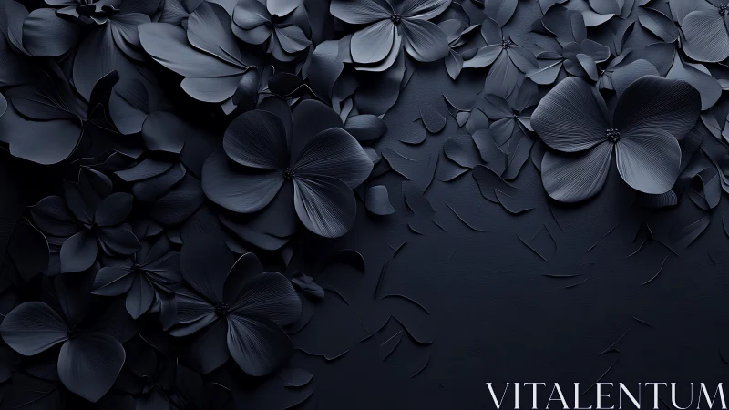 Monochromatic Flowers in Deep Shadows. Textured Relief.