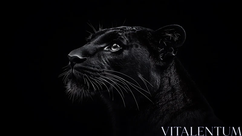 Black Panther Portrait Rendered Against Dark Studio Background.