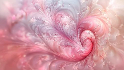 Pastel fractal heart swirl with delicate floral light.