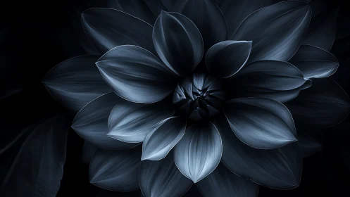 Monochromatic Dahlia Blossom: Dramatic Nocturnal Study.
