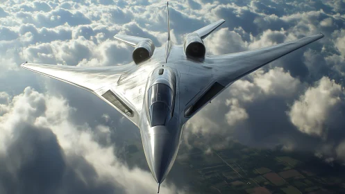 Silver skyblade sweeps through sculpted clouds at speed