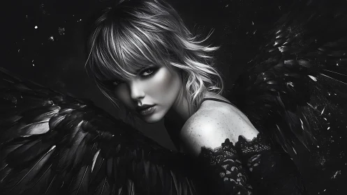 Midnight-winged siren turning starlight into obsidian hush.