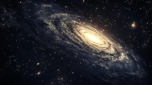 Spiral galaxy with luminous core in dense star field region.