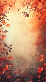Digital autumn foliage frame with atmospheric gradient field.