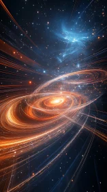 Spiral luminous nebula structure in dense star field region.