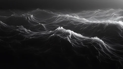 Vector-field illuminated ocean waves under volumetric haze.
