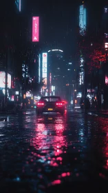 Neon city rain drive with cozy reflections and soft glow.