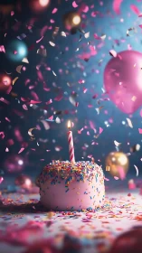 Confetti Dreams Collide Around Birthday Cake Brilliance.