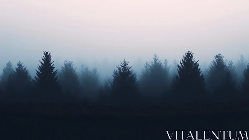 Whispering pines dissolve into dawn&rsquo;s soft winter haze.