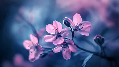 Blush blooms caught in twilight's tender gaze.