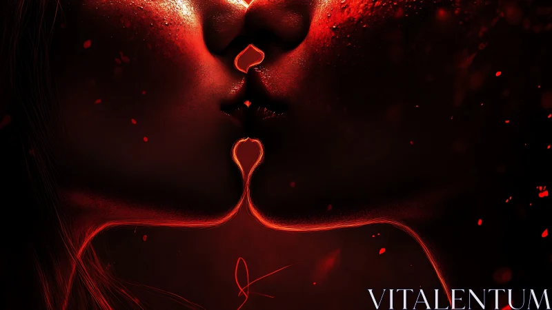 Neon Heart Silhouette with Luminous Anatomical Abstraction.