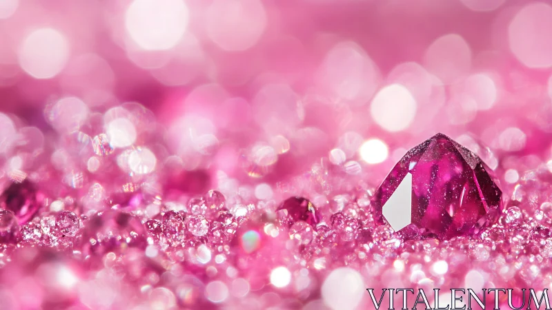 Radiant pink gemstone sparkles gently in a dreamy glow