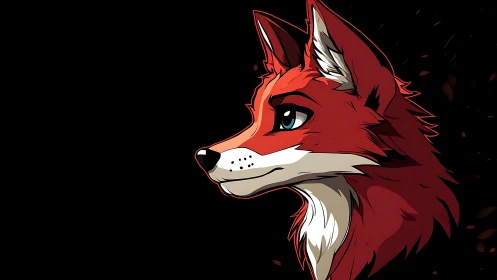 Midnight ember fox gazes into a quiet digital horizon.