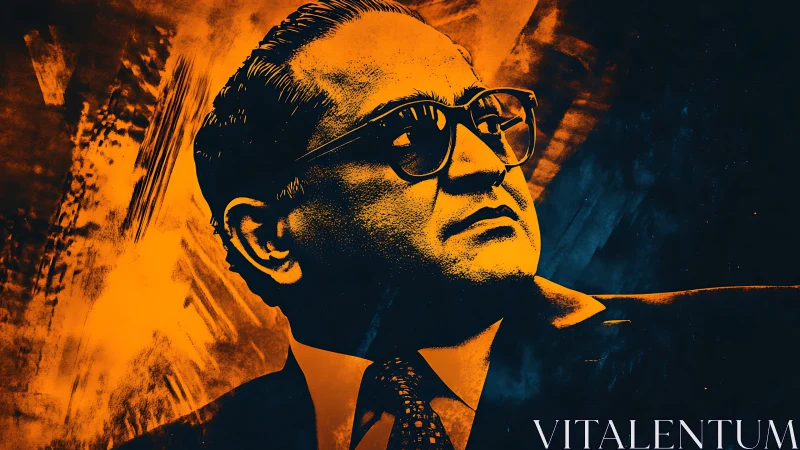 Bold portrait radiates confidence in vibrant orange and blue