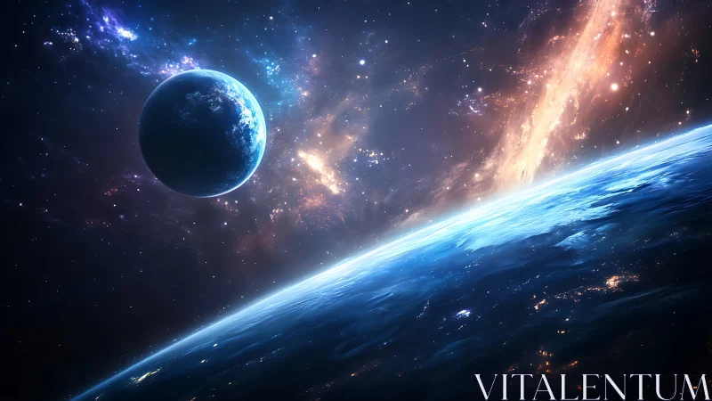 Blue Dawn Above the Rim of Worlds, Where Galaxies Breathe.