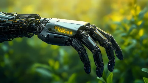 Chrome fingers drift gently through a softly glowing garden