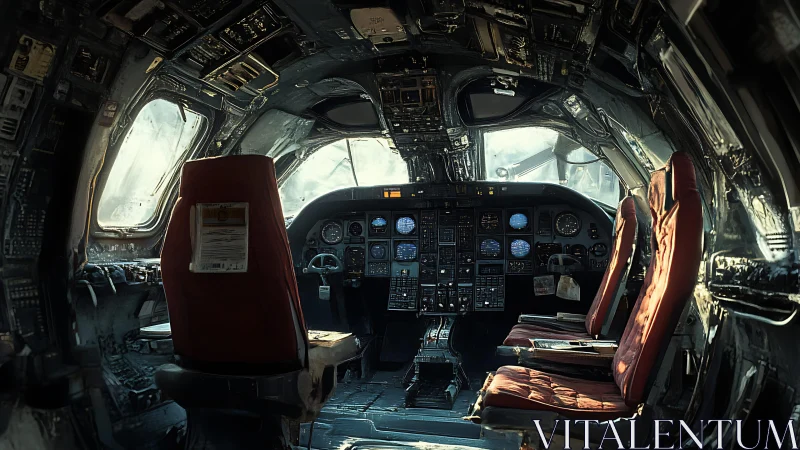 Ghost cockpit of chrome skies and sleeping instruments.