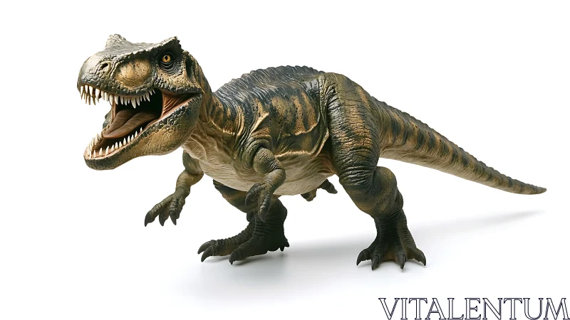 Highly detailed Tyrannosaurus rex model with textured skin and dynamic stance