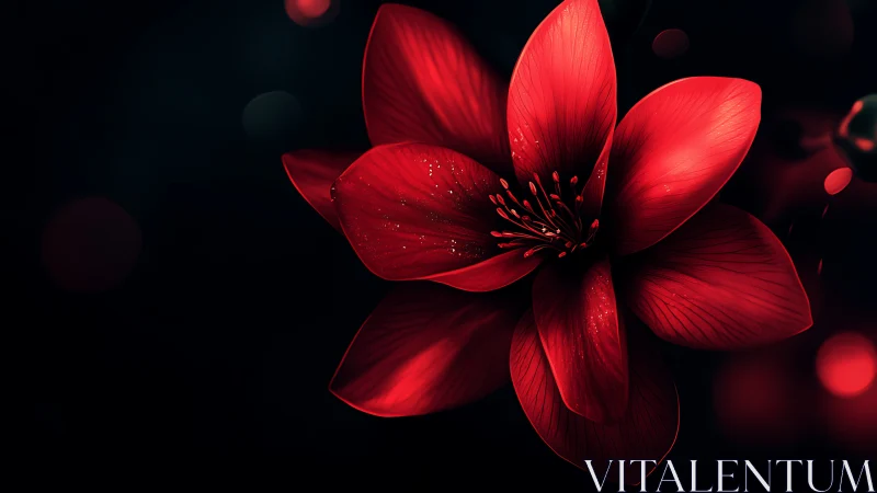 Crimson Blossom Against Black: Luminous Petals.