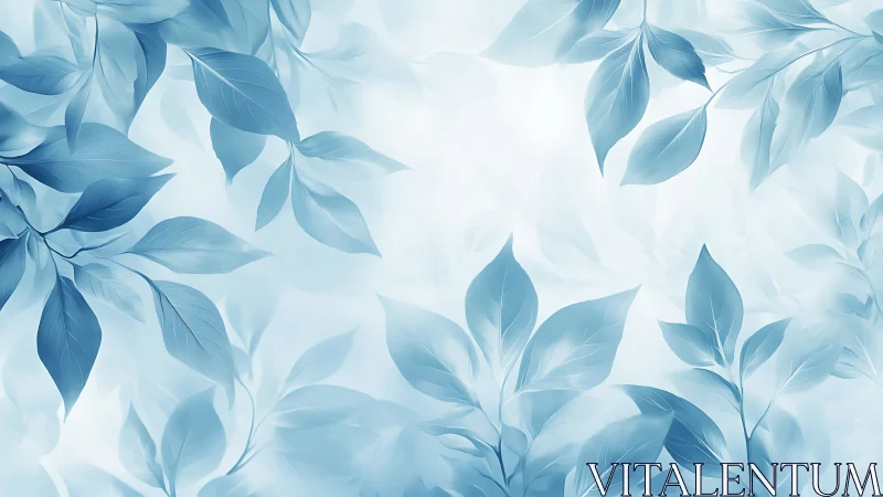 Monochromatic blue foliage pattern on pale diffuse ground.