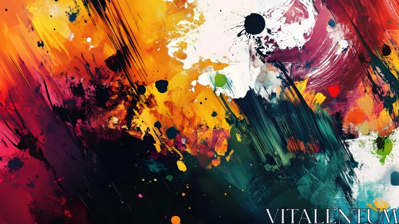 Vivid Abstract Expressionism With Bold Brush Strokes and Splashes.
