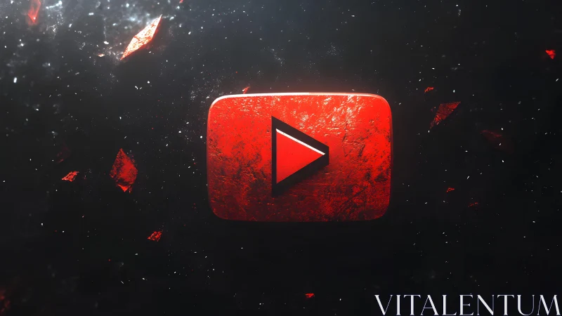 Grungy YouTube Play Button Digital Art with Dark Abstract Theme.