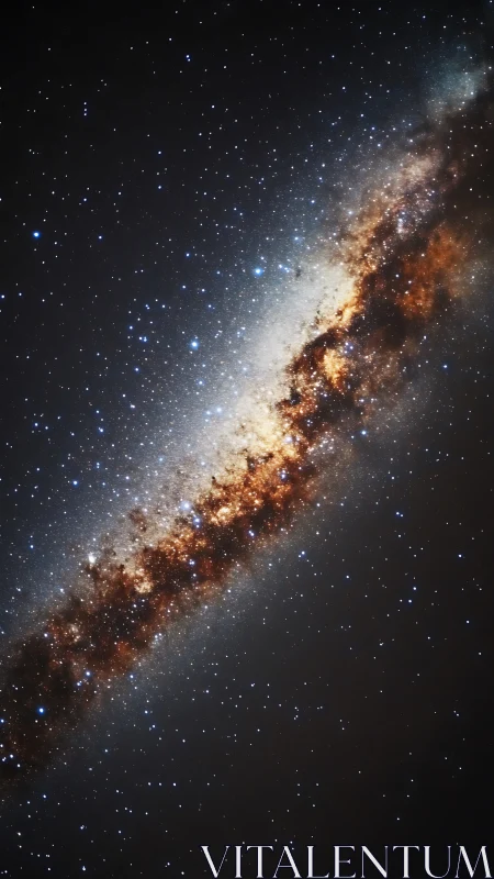 Diagonal galactic core band with dense stellar field detail