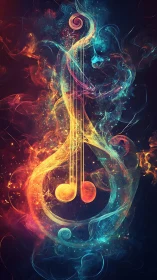 Dual-tone luminous clef formed by swirling chromatic nebulae