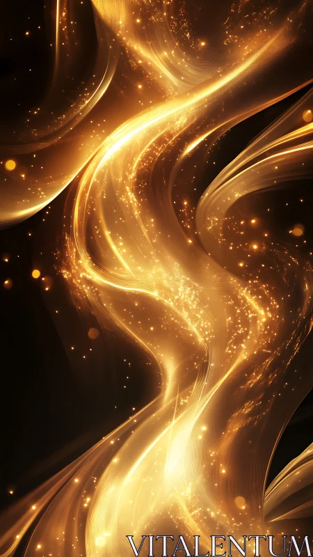 Luminous golden energy ribbons flowing through darkness.