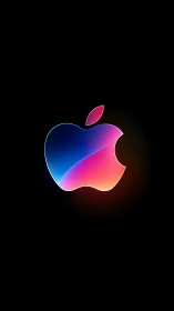 Gradient apple-shaped logo on solid black background.