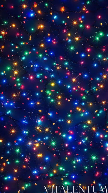 Galaxy of tangled fairy lights quietly maps a neon night