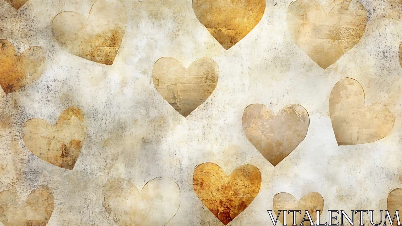 Vintage Heart Pattern on Distressed Textured Background.