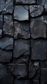 Midnight stone wall with glossy shards and deep shadows.