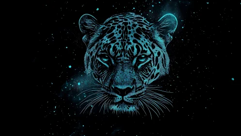Cosmic Tiger: Neon Predator in a Starfield