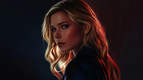 Cinematic profile portrait with rim-lit blonde hair detail