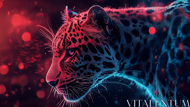 Neon Prowler: Electric Feline in Chromatic Flux.