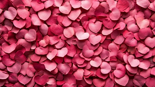 Rose petals in shades of pink and crimson create layered depth.