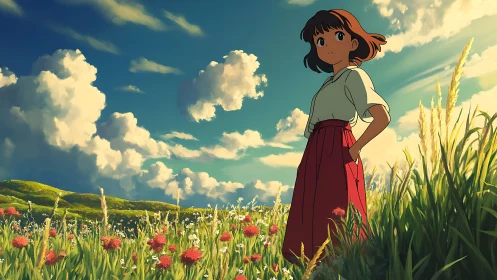 Summer daydream stroll in a wildflower meadow skyward.