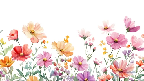 Vibrant Cosmos Blooms Dancing in Gentle Spring Light