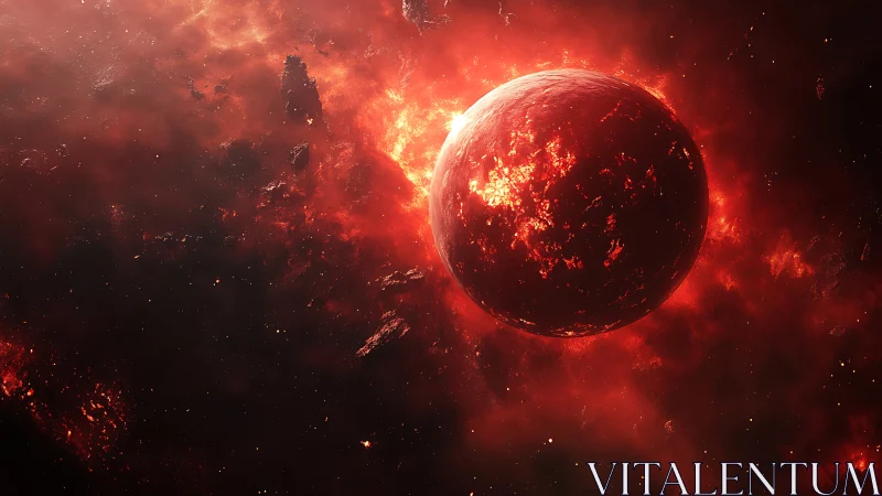 Molten exoplanet suspended in incandescent stellar nebula