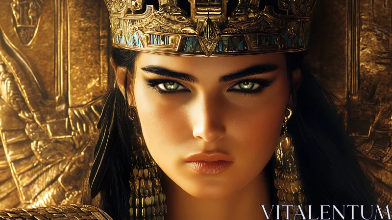 Regal digital portrait of fierce Egyptian style queen