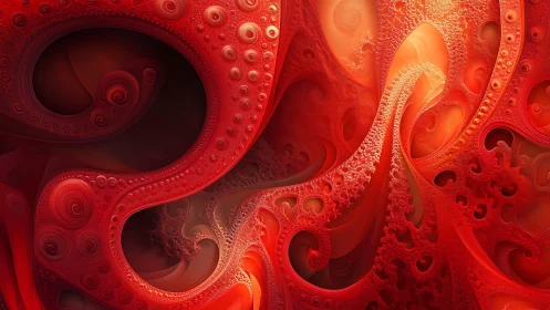 Crimson fractal currents flow through organic swirling forms.