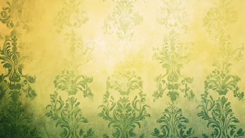 Golden green vintage pattern with softly faded elegance.
