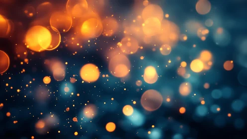 Glowing Orange and Blue Bokeh Abstract Light Background.