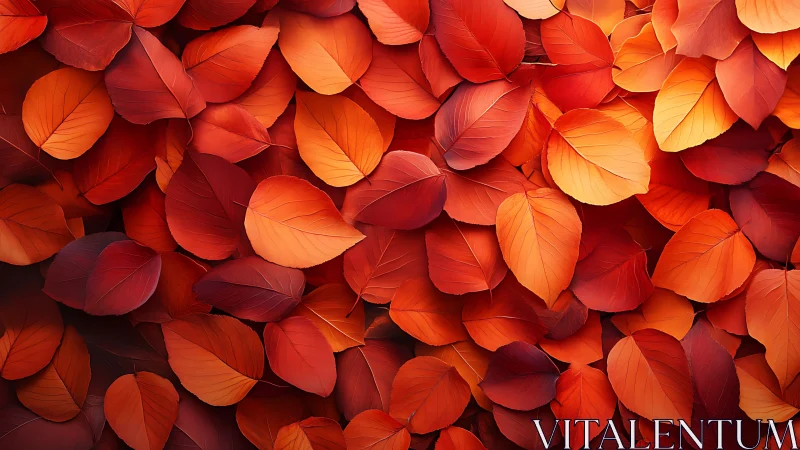 Overlapping red and orange leaves in dense uniform pattern.